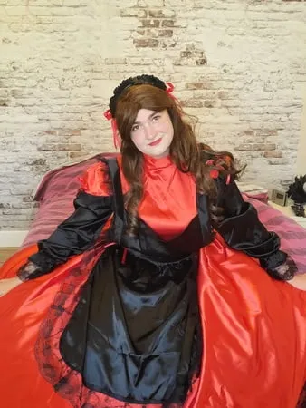 sissy long red dress         