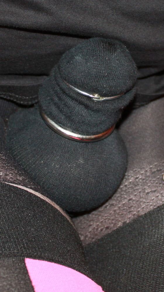 My cock in sock and nylon stockings #23