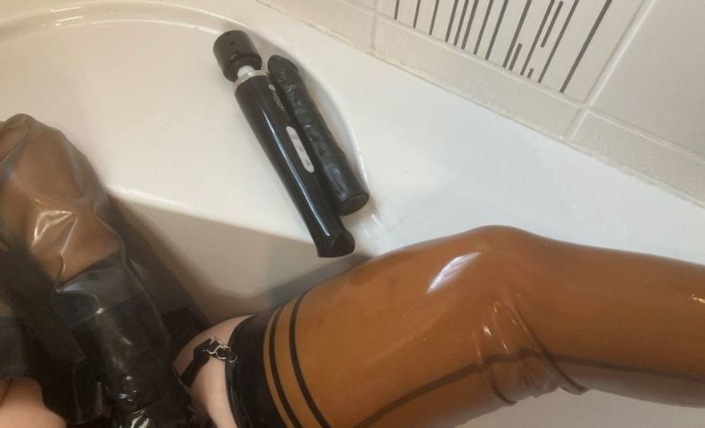 Latex and Dildo in Bath Tub #5