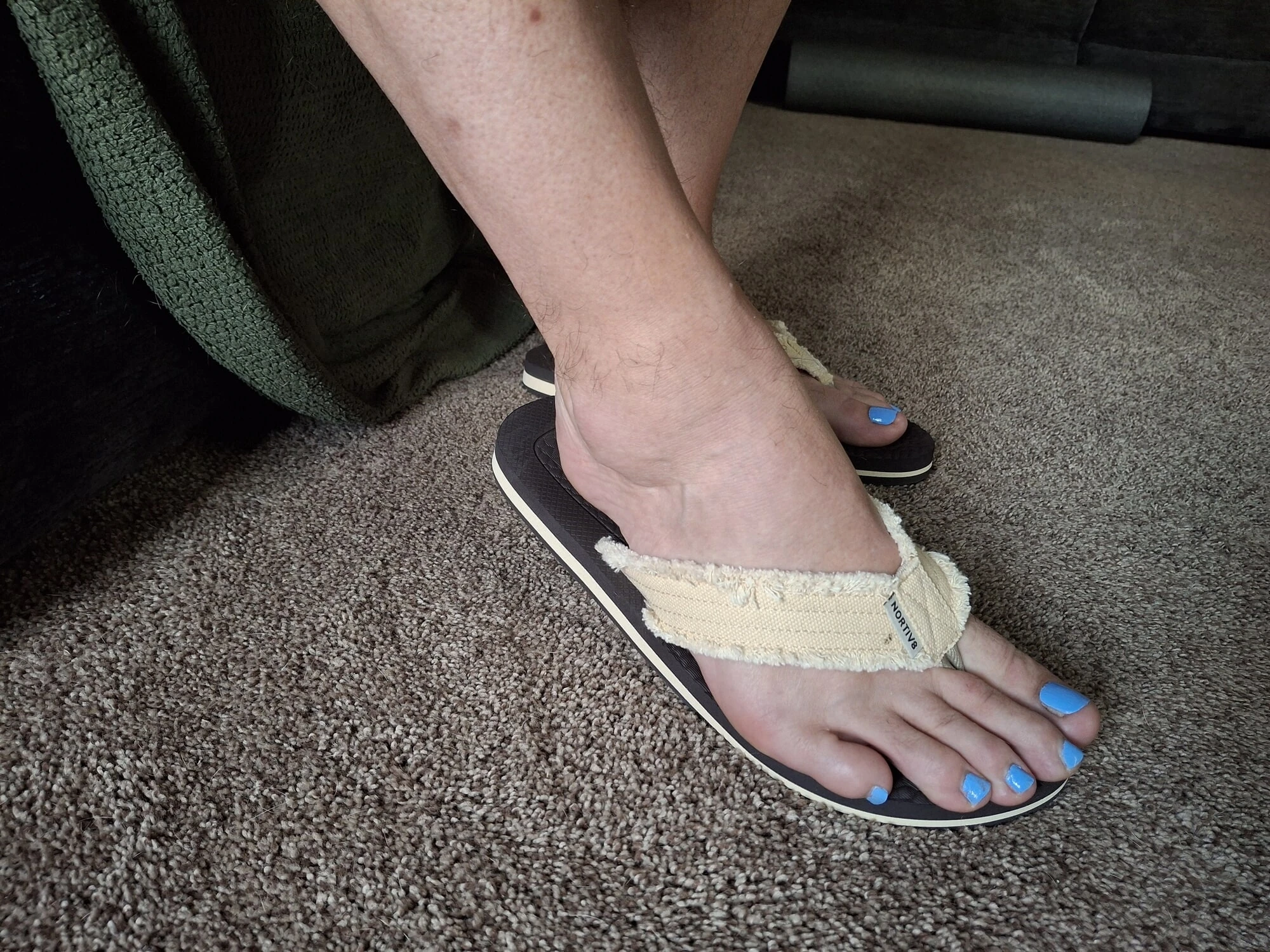 My painted toes while wearing flip flops