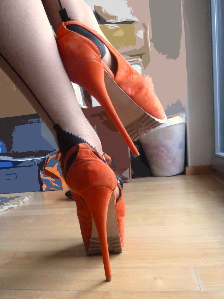orange platform heels #9