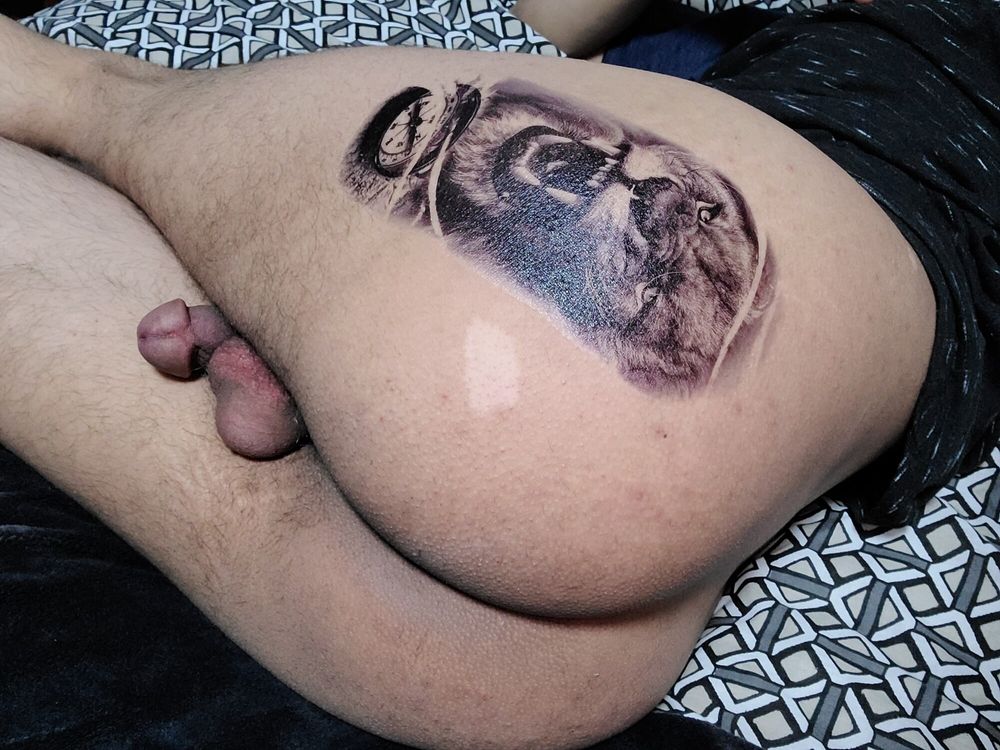 Fake lion tattoo on my ass #4