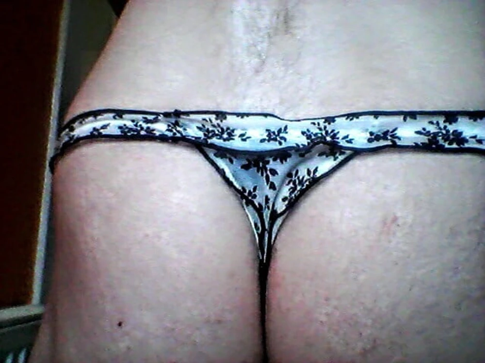 Sexy White And Black Flowers Thong and Bra X #2