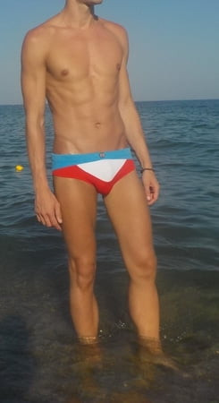 Speedo and underwear outdoor man in public