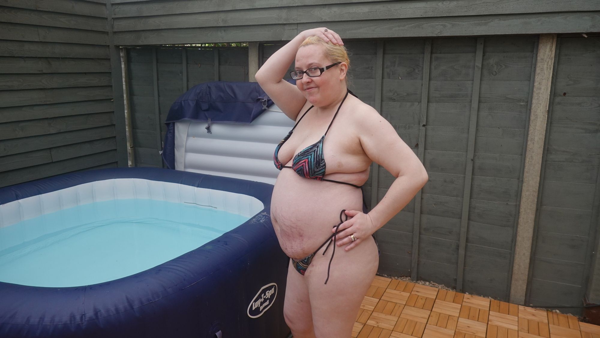 sexy string bikini in the hot tub