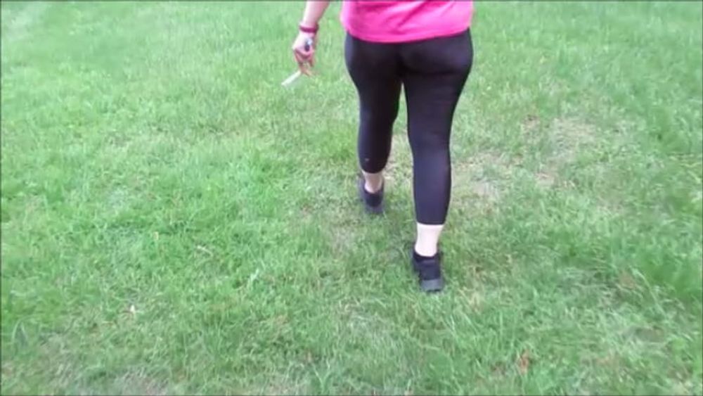 Public See Through Leggings Big Ass in Shiny Spandex MILF #4