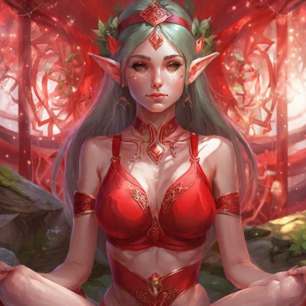 An Elf  Nude Girl Meditating