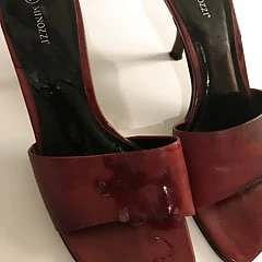 Red Leather Mules creamed
