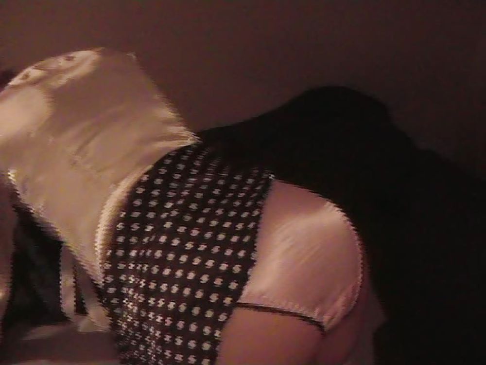 Satin white blouse, polka dot skirt and panties