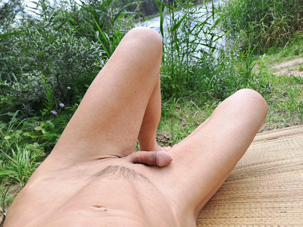 Resting and masturbating in nature 