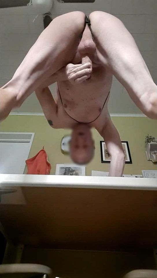 exhibitionist jerking on the kitchen table fucking his ass #19