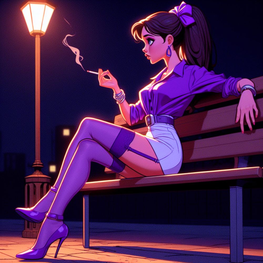 Purple Stockings Smoking. #55