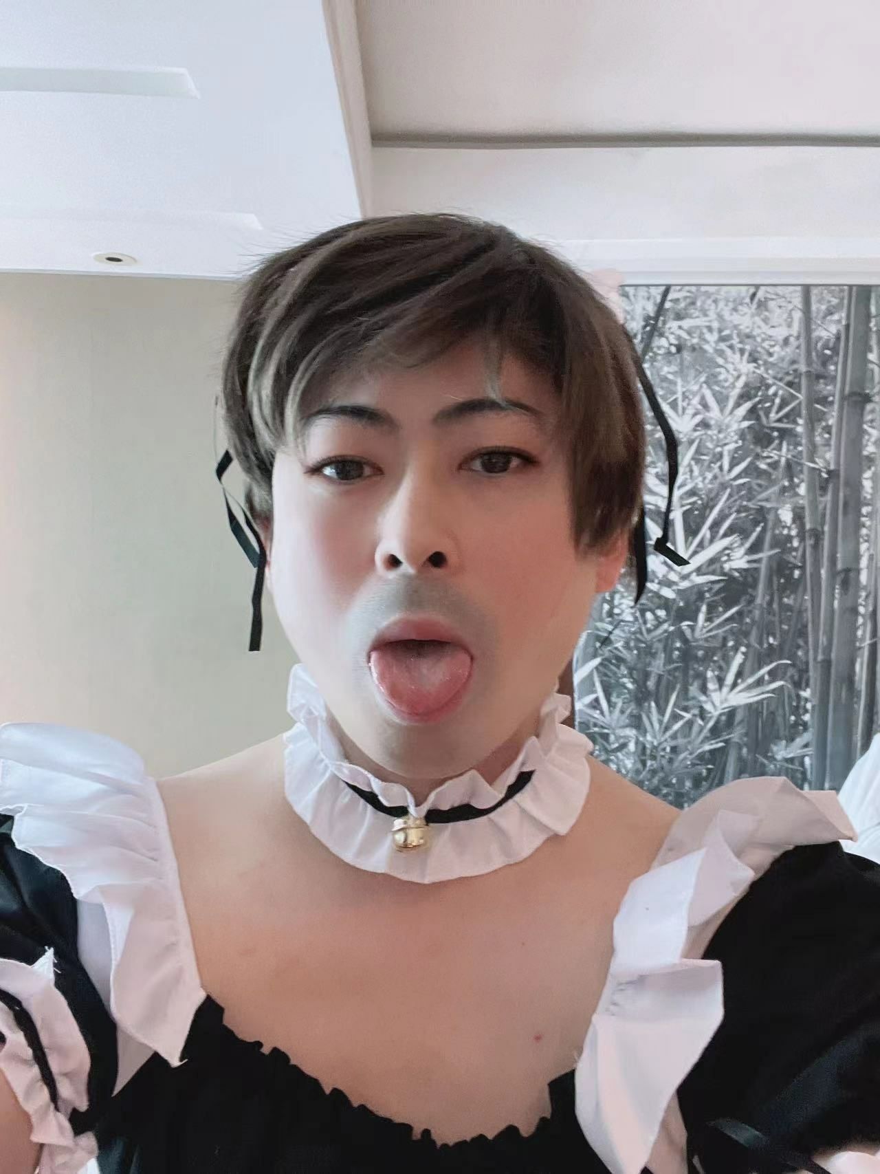 Asian sissy in maid dress #2