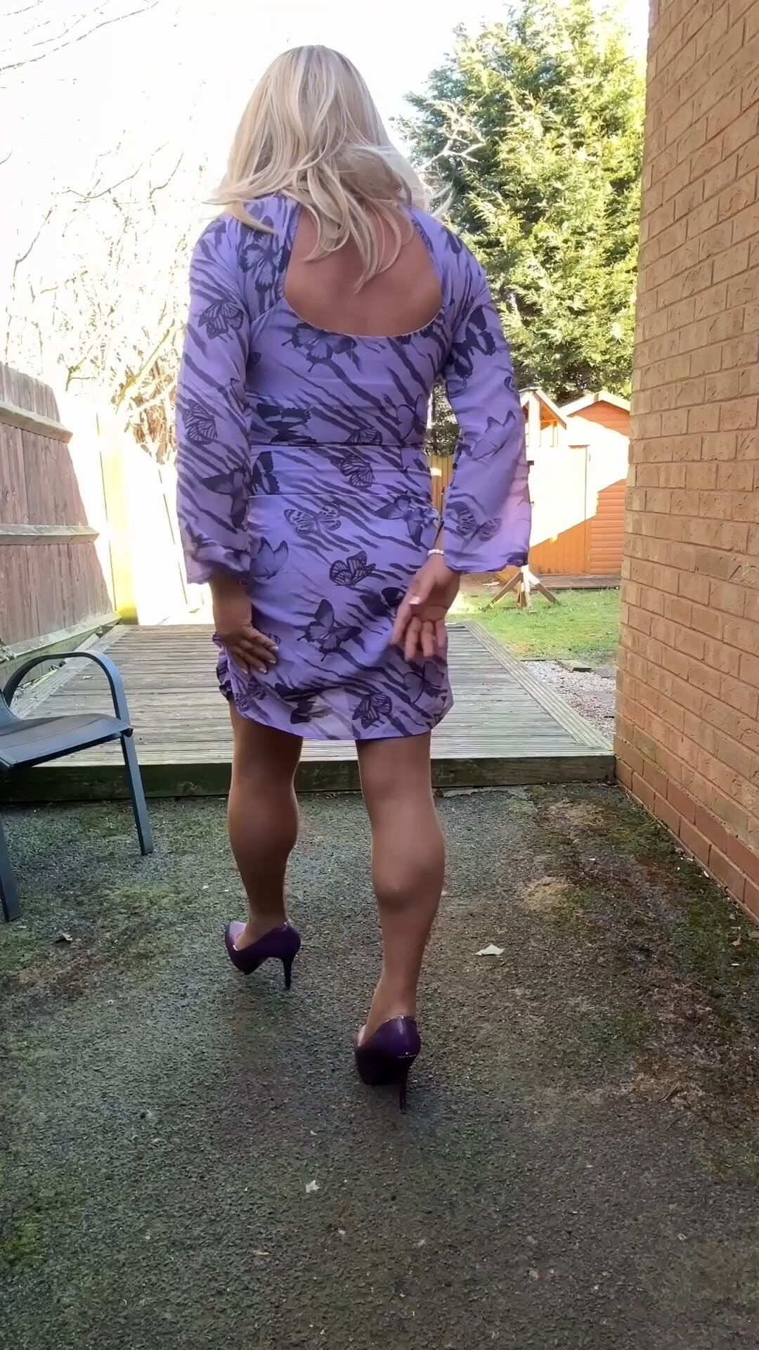 Sexy Crossdresser kellycd2022 in lilac dress pantyhose  #36