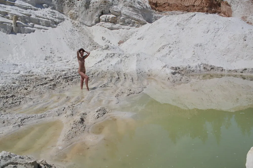 Bathing in white clay quarry #6