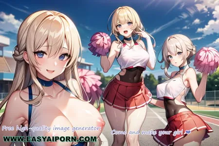 hot anime cheerleader motivating you transparent cloth         