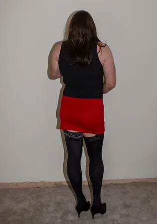 posing mini skirt         