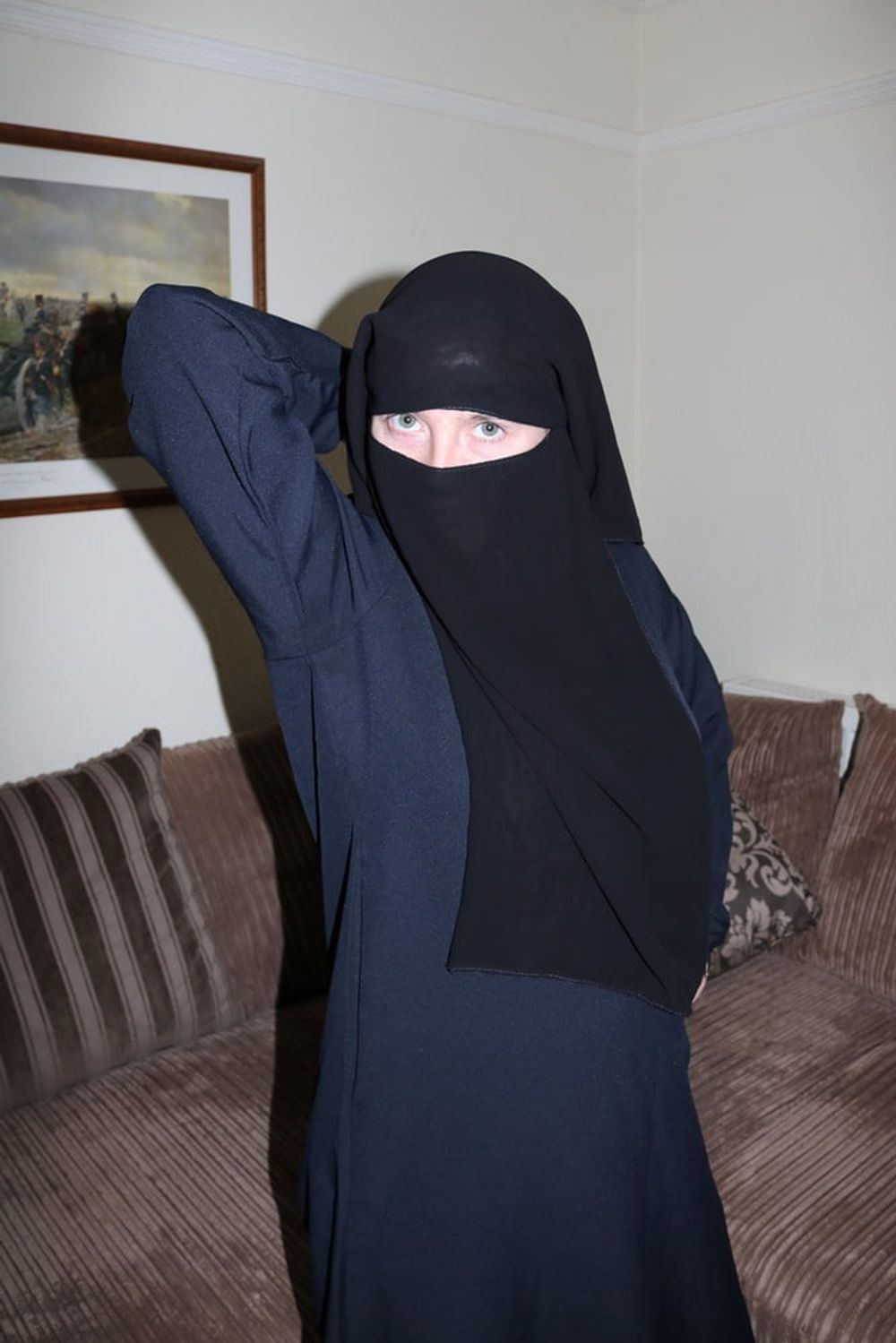 Wife in Burqa Niqab Stockings and Suspenders #6