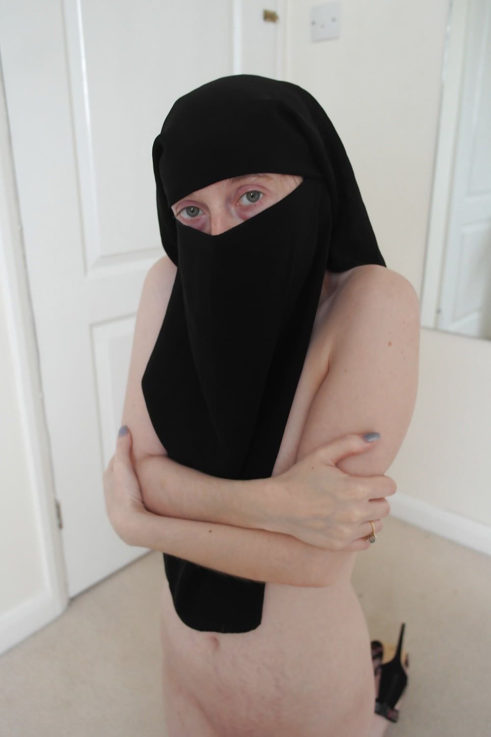 Shy Wife Naked in Niqab and Heels #10