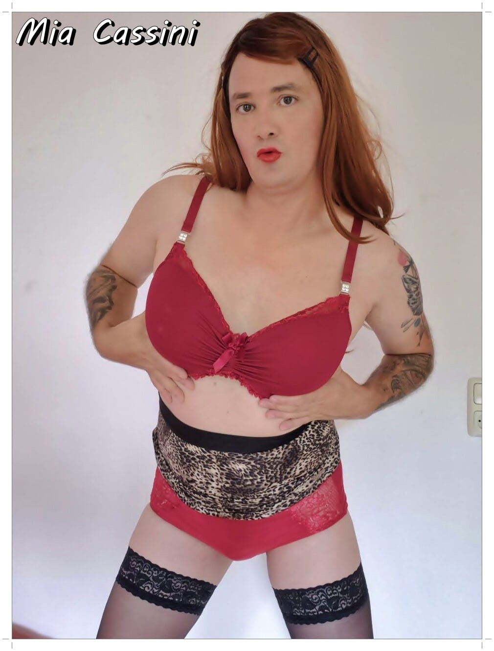 Red Lingerie & leopard Miniskirt #25
