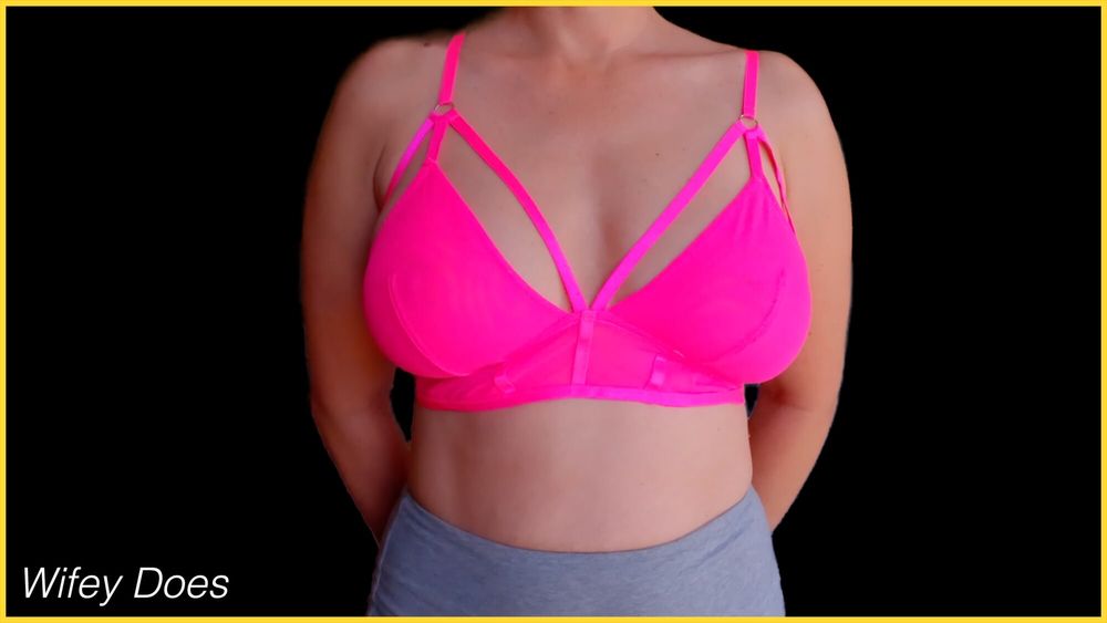 Wife stuns in hot pink bra #9