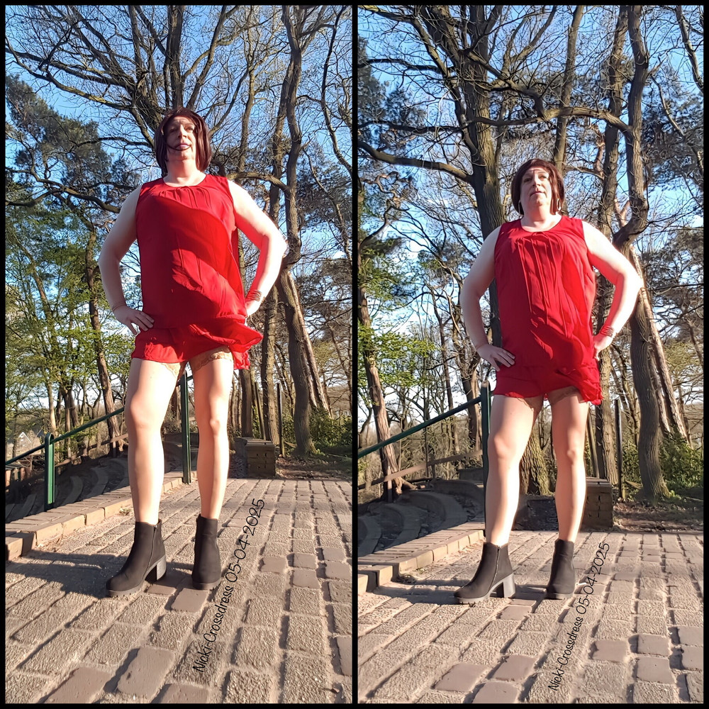 Nicki-Crossdress sexy red Chiffon-Dress #3