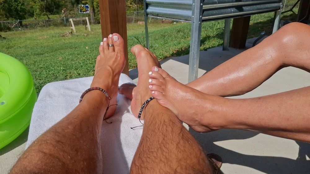 Getting some sun on our legs and feet #14