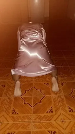 crossdress in nightgown satin         