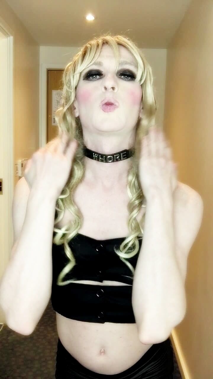 Sissy Crossdresser In Black Slut Outfit Posing  #3