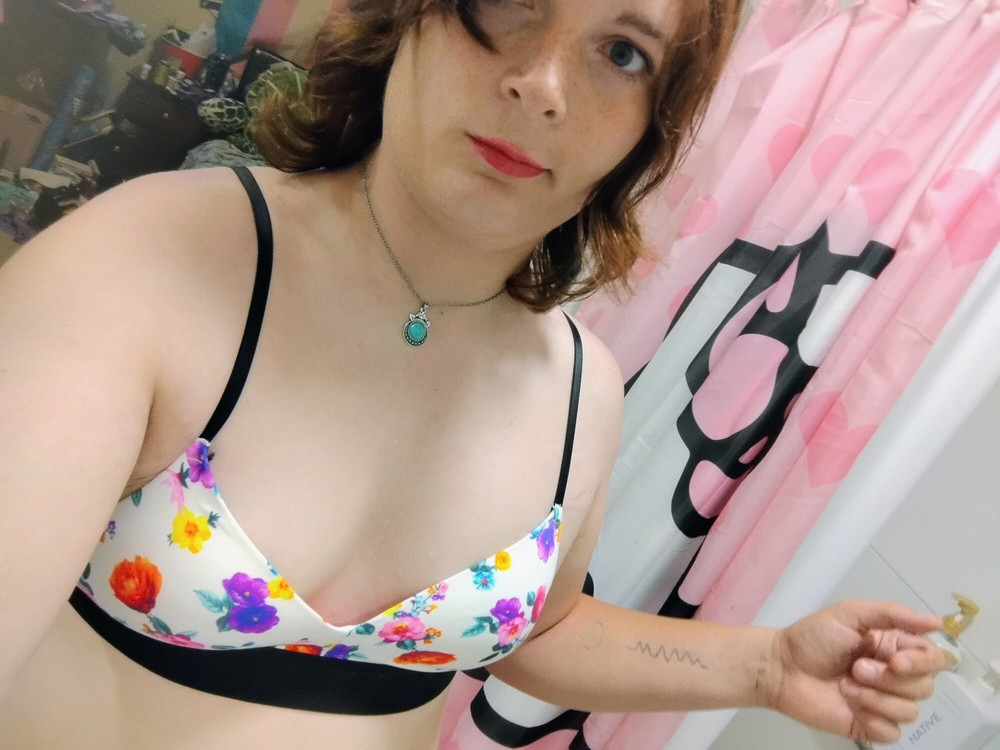  White Floral bra  #6
