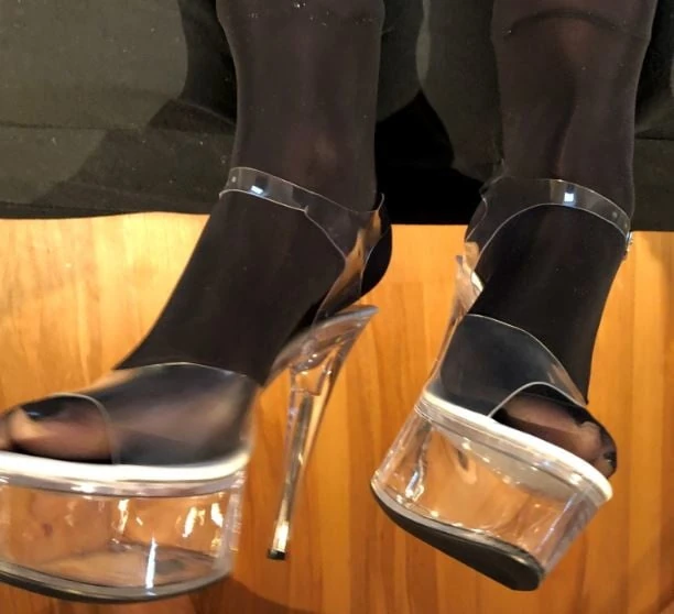 Boots, Clear Heels and Spandex Leggings #39