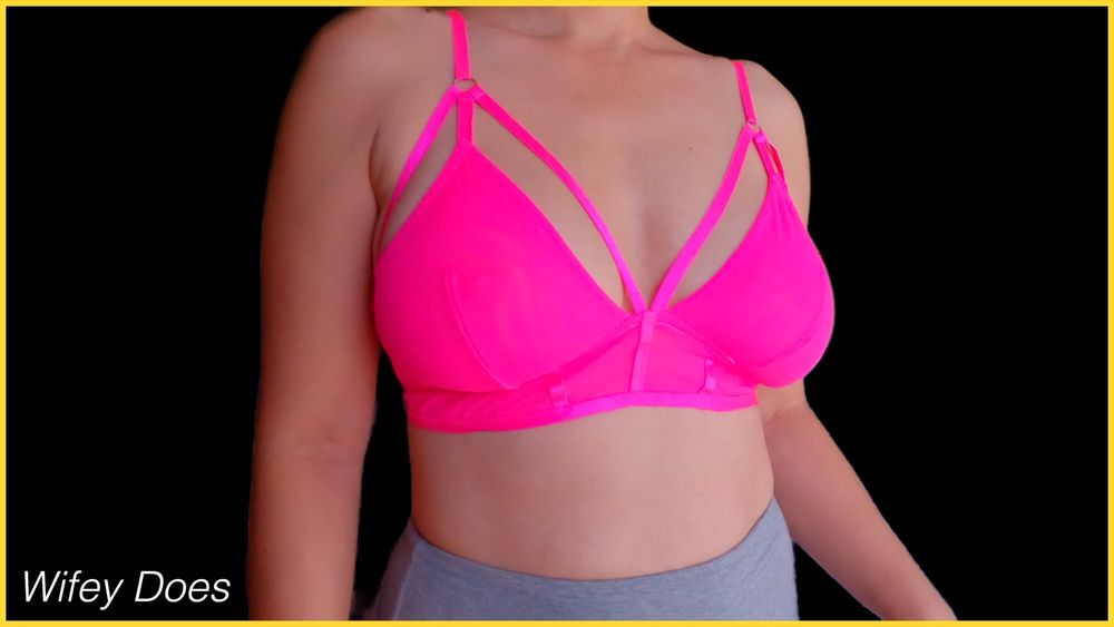 Wife stuns in hot pink bra #8