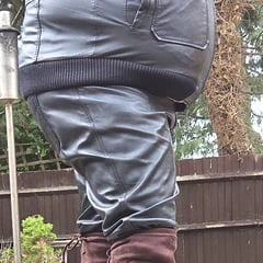 Leather outfit outside