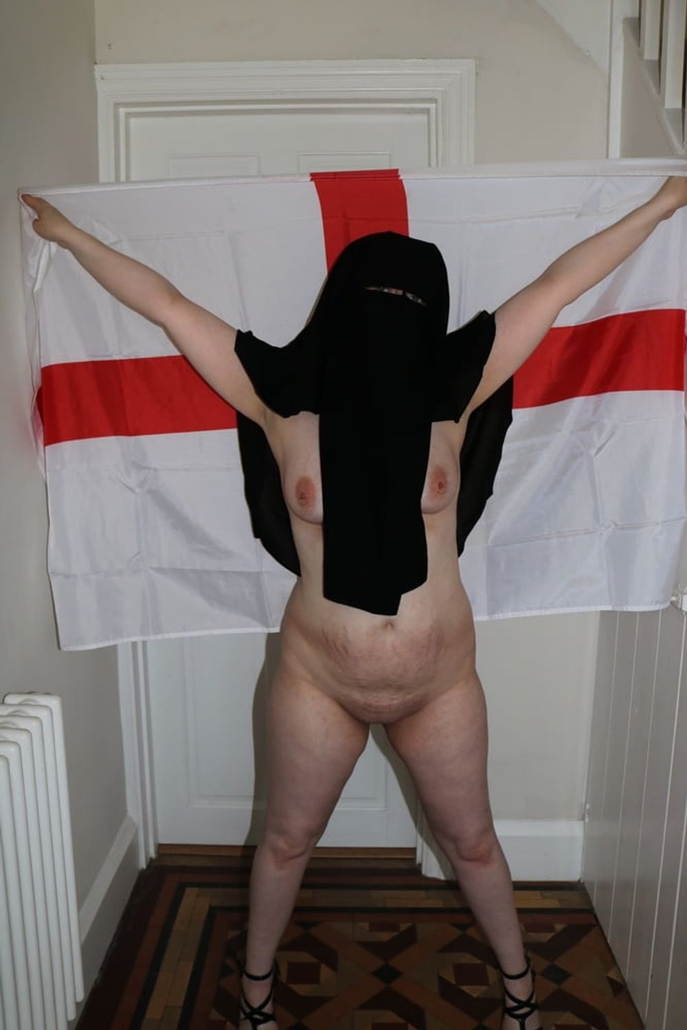 Wearing Niqab and England Flag #27