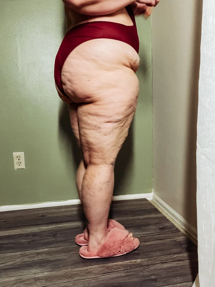 Fuzzy Pink Slippers BBW in Lingerie bends over blowjob  #43