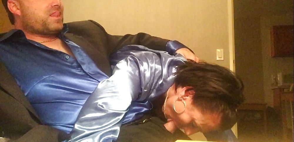 Satin Fetish King Blue Satin Luscious Cocksucker #9