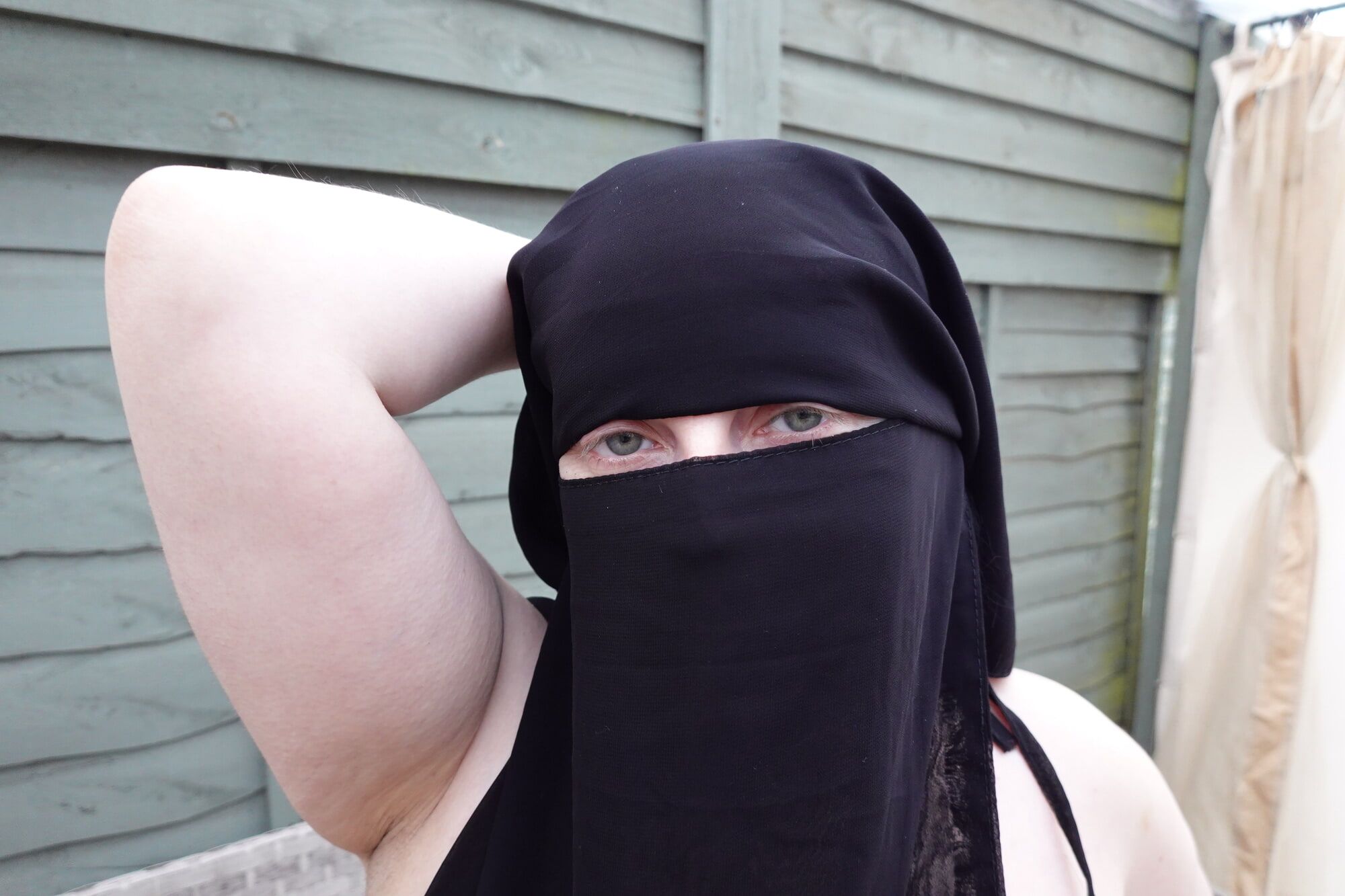 Niqab naked in stockings and suspenders  #4