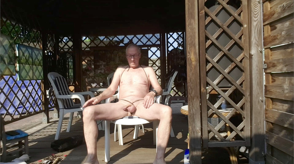 GRANDPA DILDO SEXSHOW IN THE GARDEN WITH BELLY CUMSHOT #41