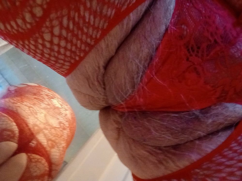 New crotchless red body stocking and two different panties #14