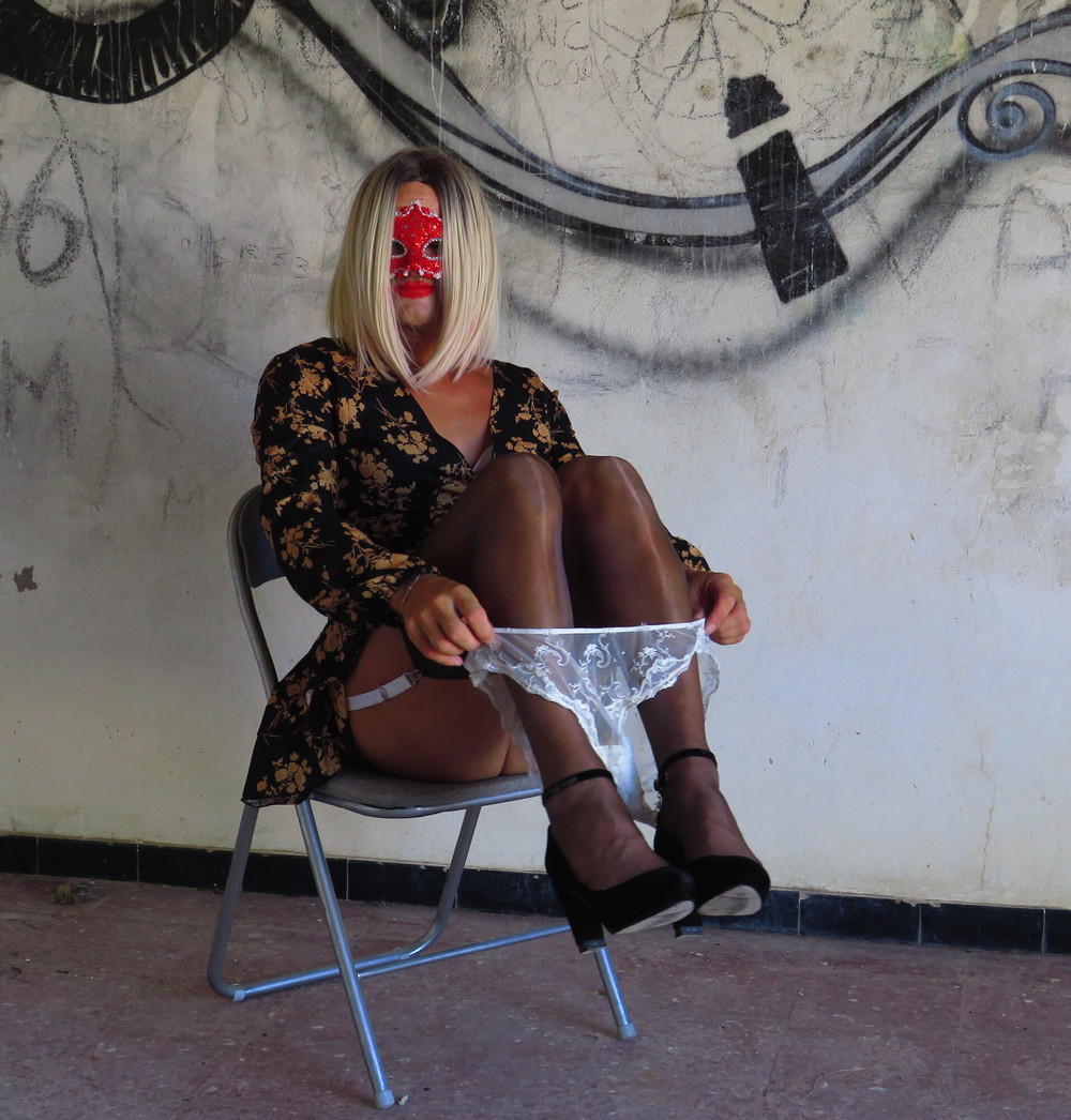 Sexy Blond Trans Girl in nylons and high heels #26