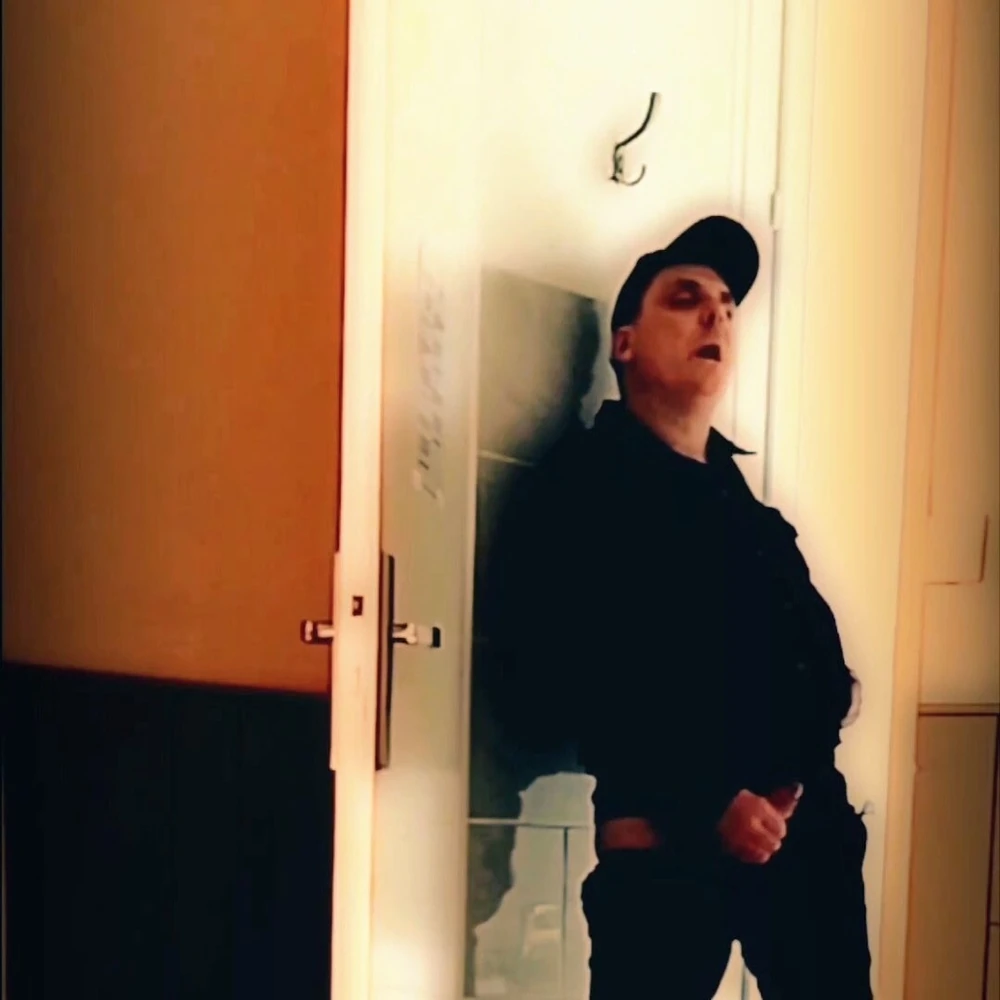 Handjob standing in front of a door #5