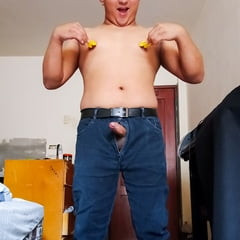 Torturing the Nipples and Playing with my rich cock 01