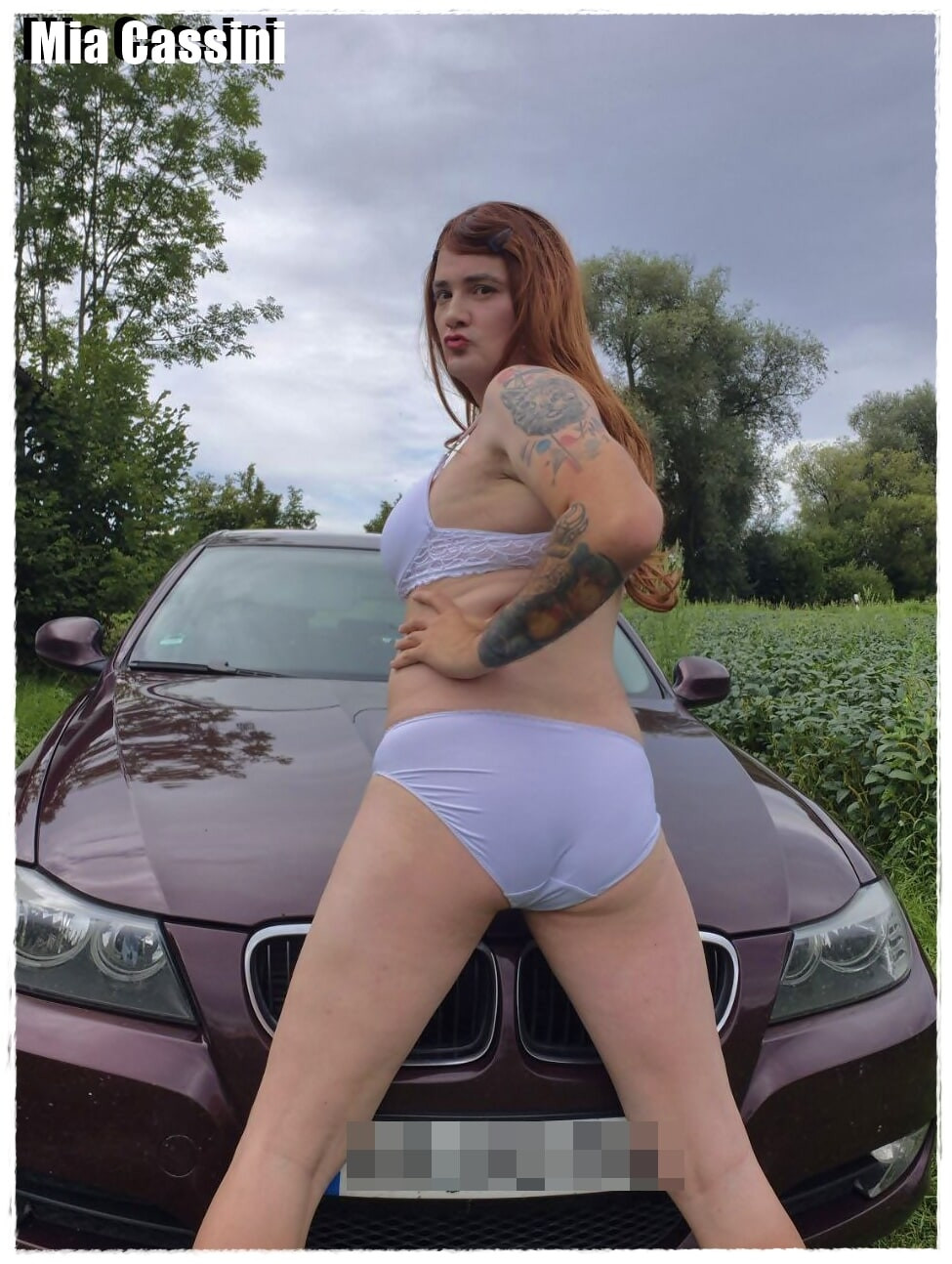 White Lingerie, posing on Car #17