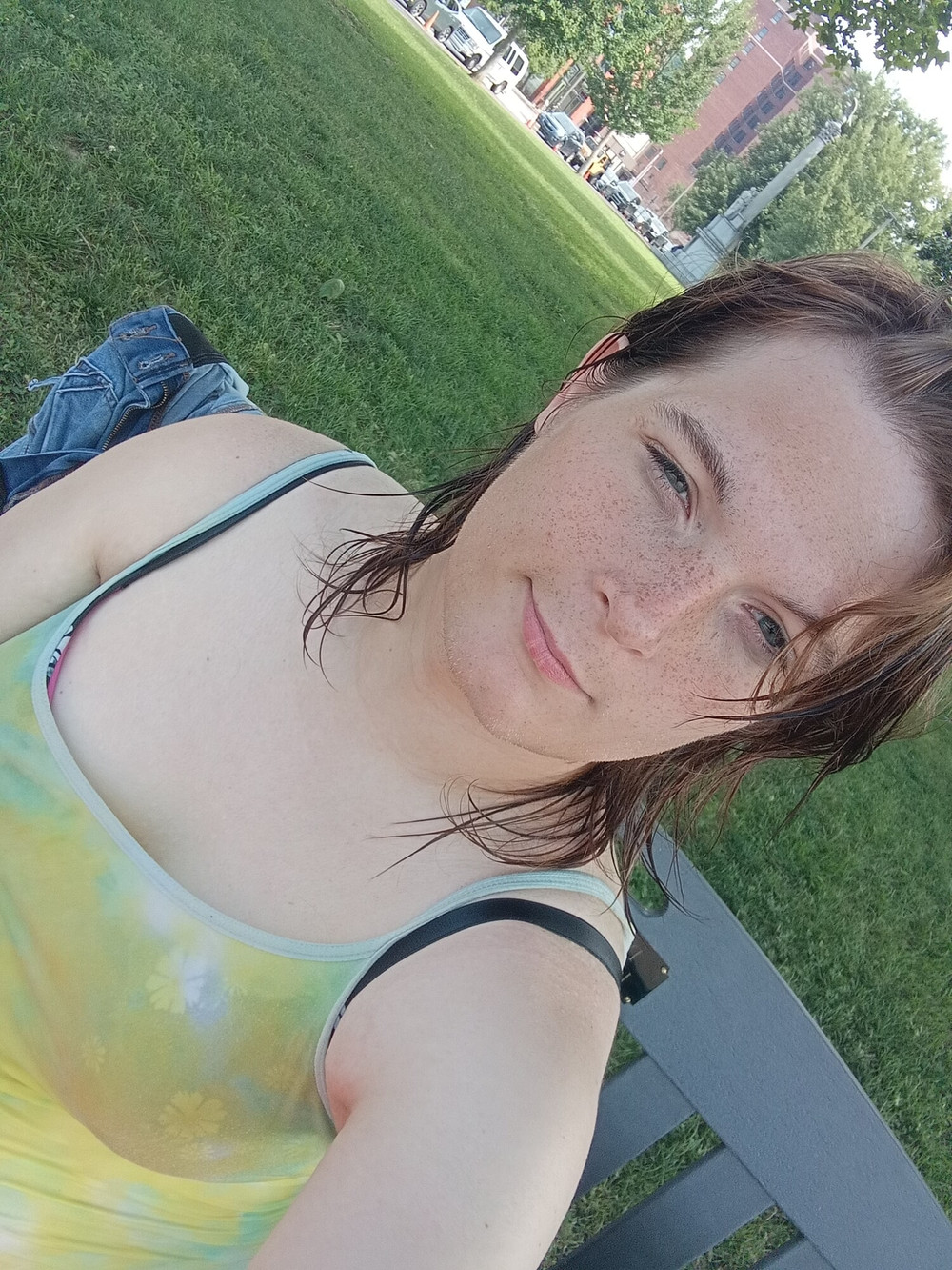 Me in a green tank top and grey panties  #22