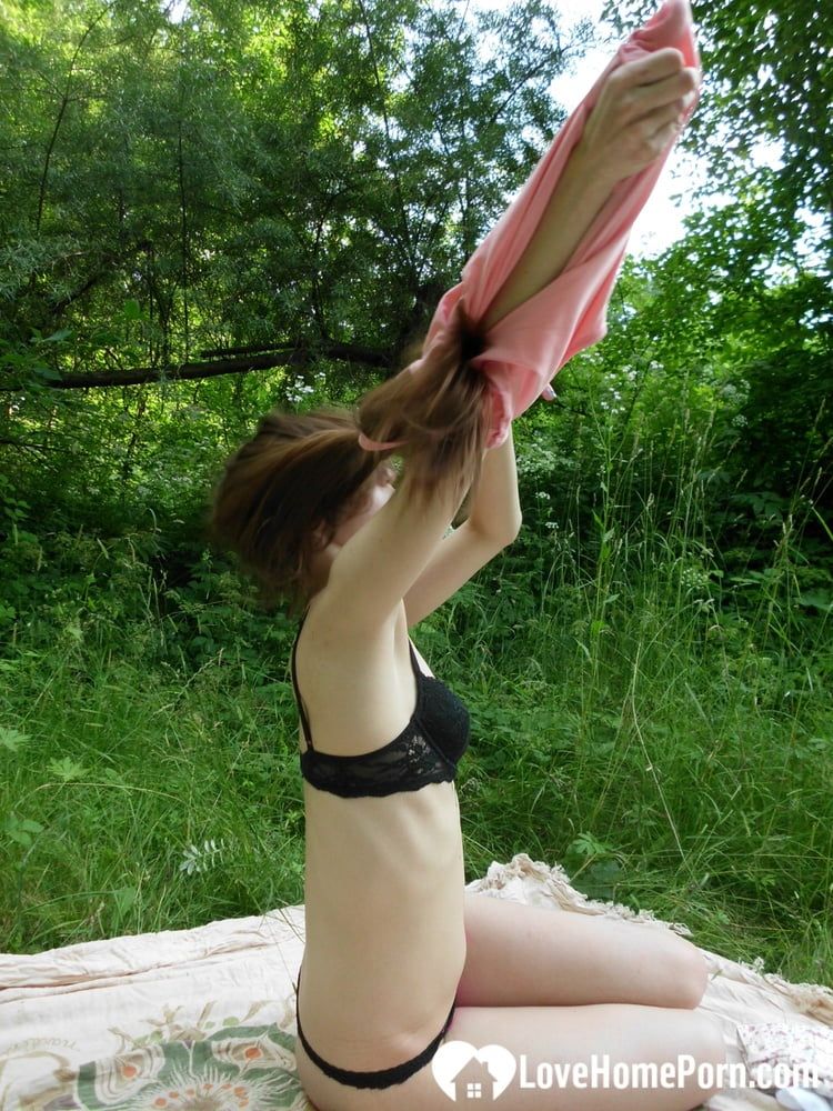 Beauty with long legs on a picnic #54