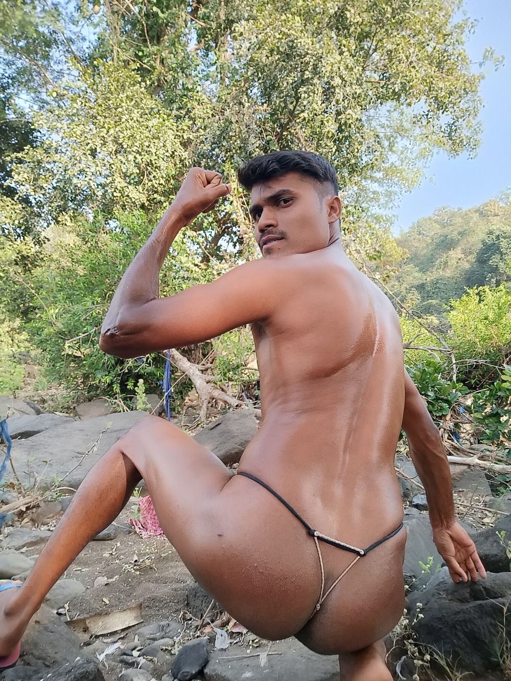 Full body oil up naked in outdoor  #13