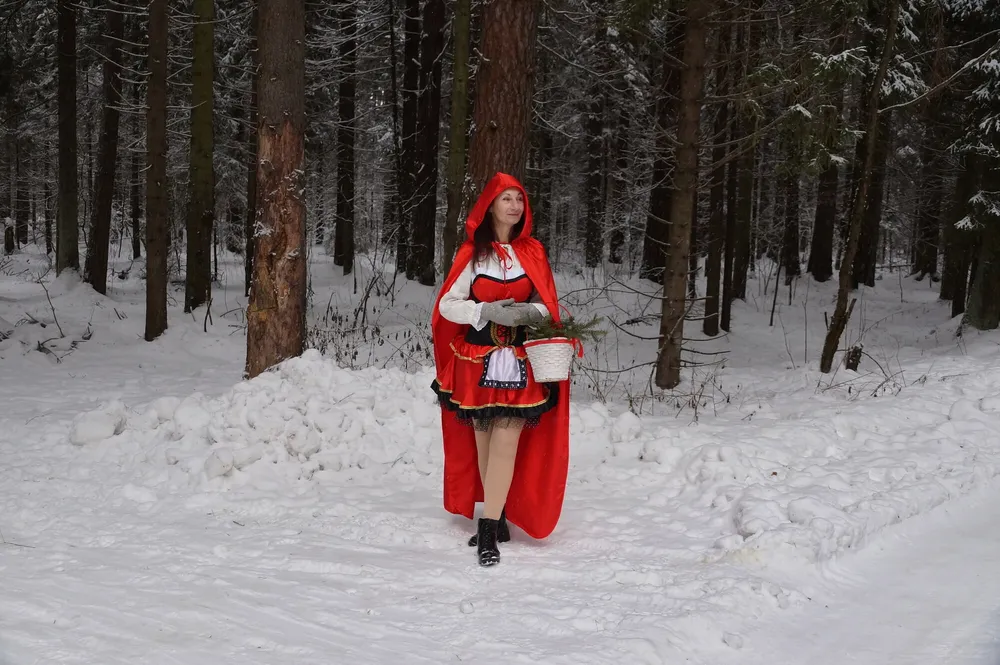 Little Red Riding Hood on a forest path #4