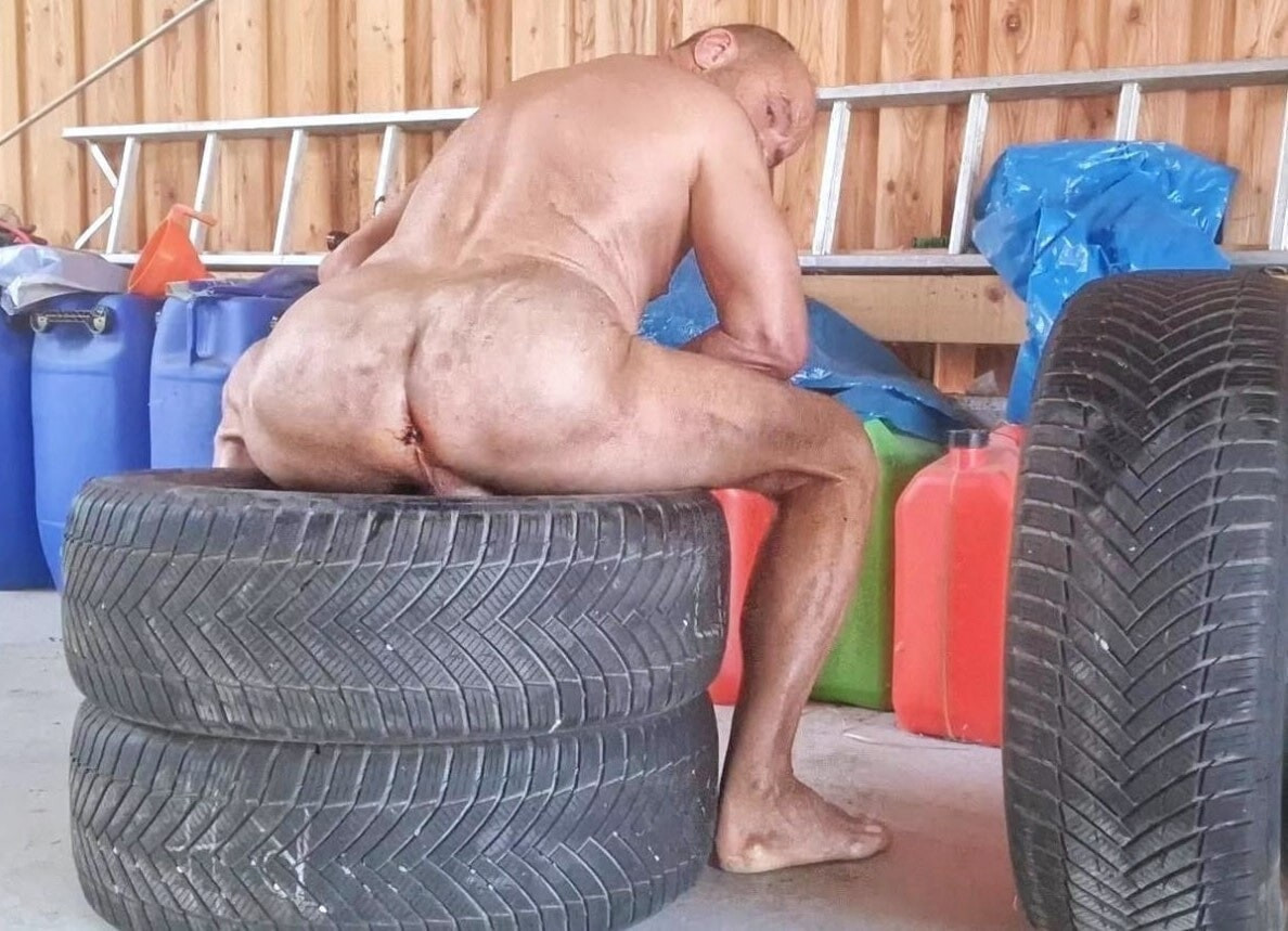living in tire shop