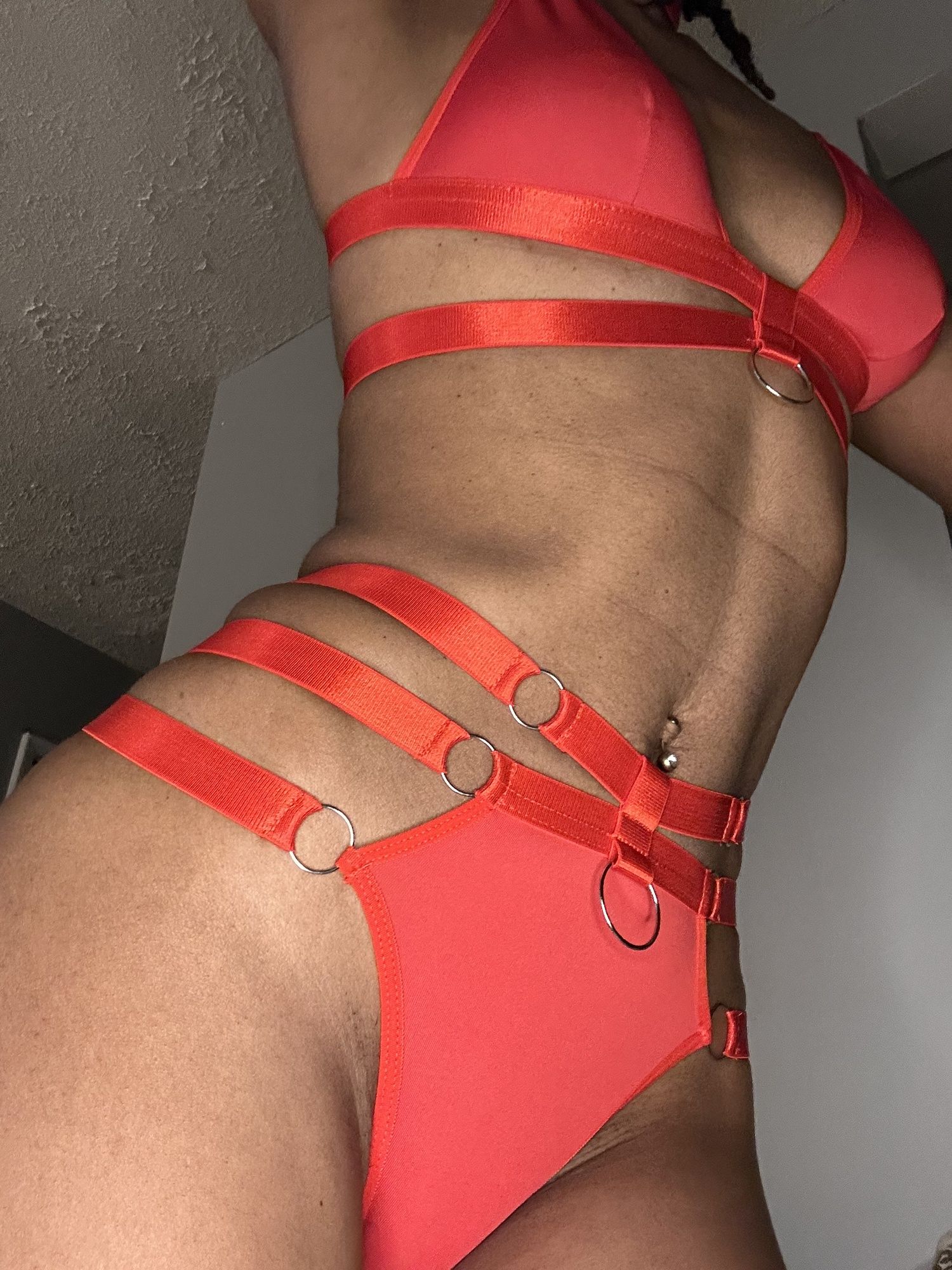 Skinny Ebony with Small Ass and Tits in Red Lingerie  #2
