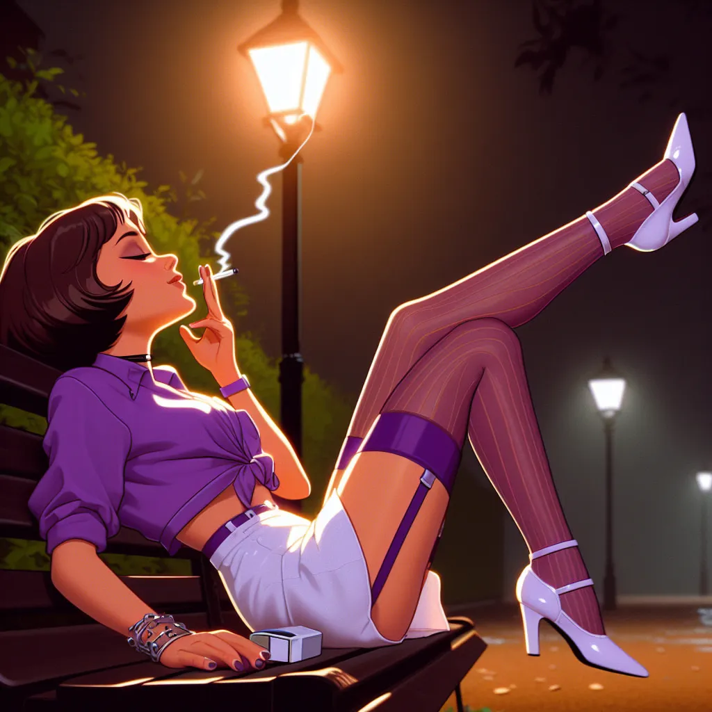 Purple Stockings Smoking.